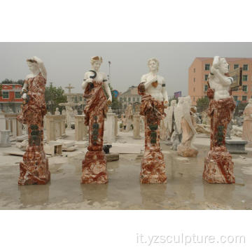 Marmo a colori misti quattro statue stagionali